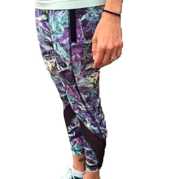 Lululemon Leggings Size 8 Inspire Multi Color Black Mesh Inseam 25" - Picture 3 of 10